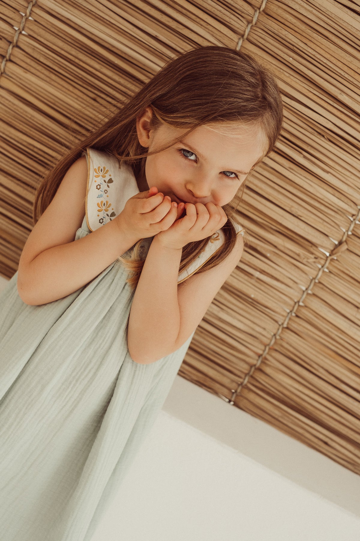 Josefa Dress in Quartz — close detail.